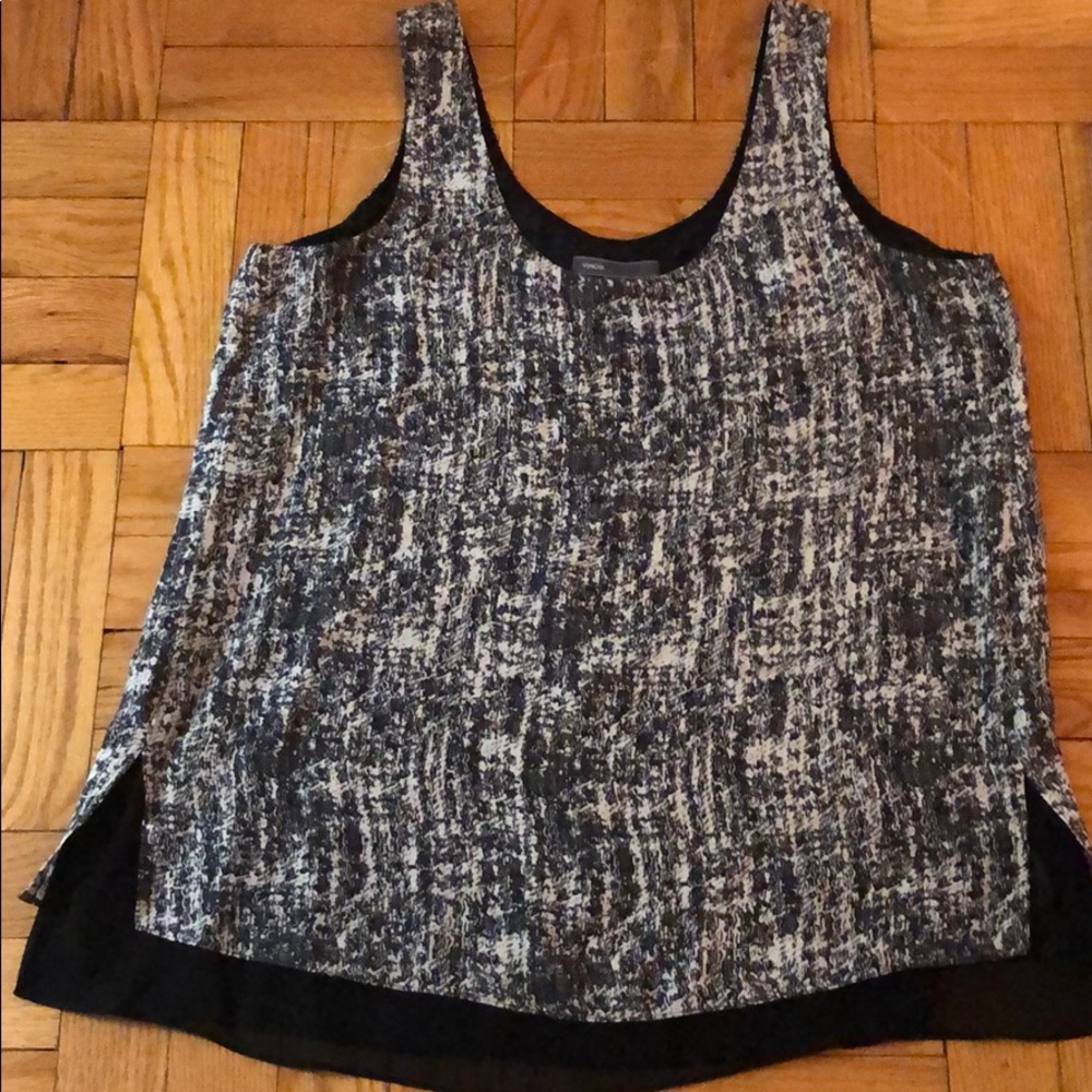 Vince silk, layer look patterned tank